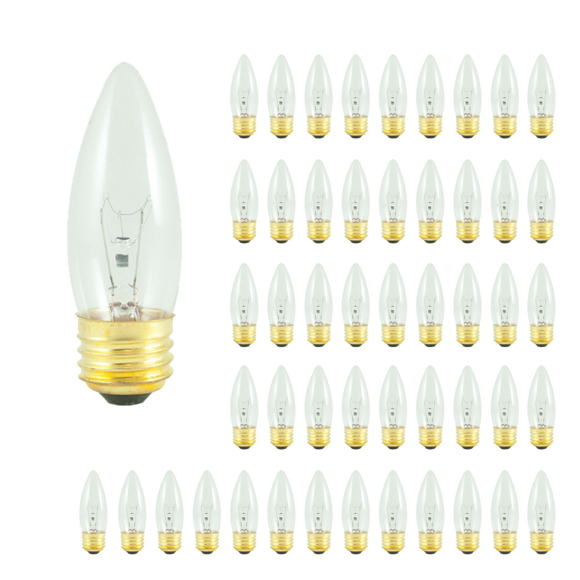 Bulbrite Pack of (50) 40 Watt Dimmable Clear B10 Incandescent Light Bulbs with Medium (E26) Base, 2700K Warm White Light