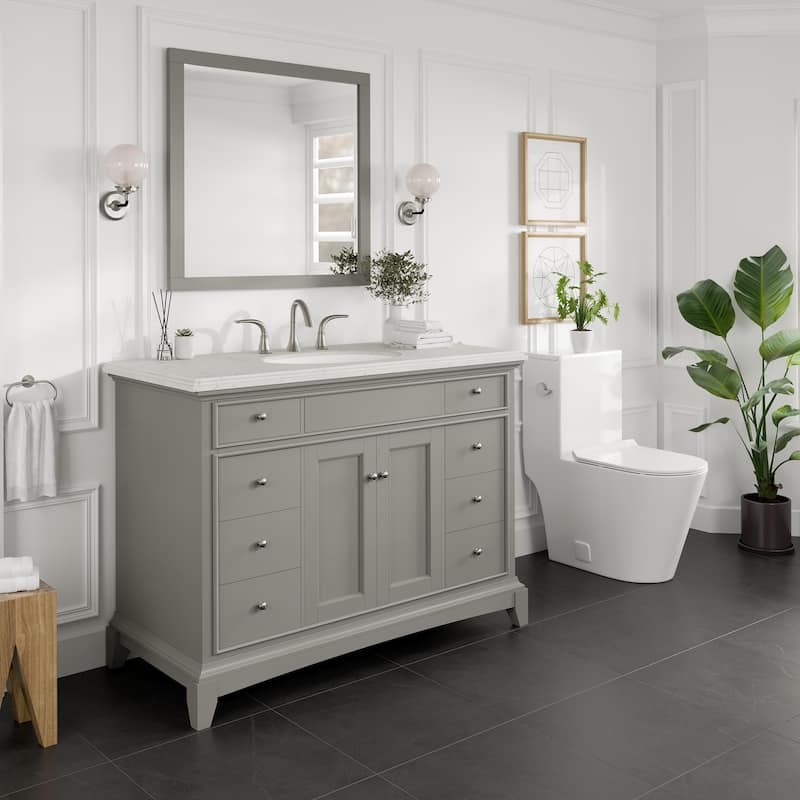 Eviva Elite Stamford 42" Gray Bath Vanity with Carrara Quartz Top