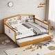 preview thumbnail 1 of 5, Wooden Full Size House Shape Bed with Trundle and Bookcase Headboard Walnut/White