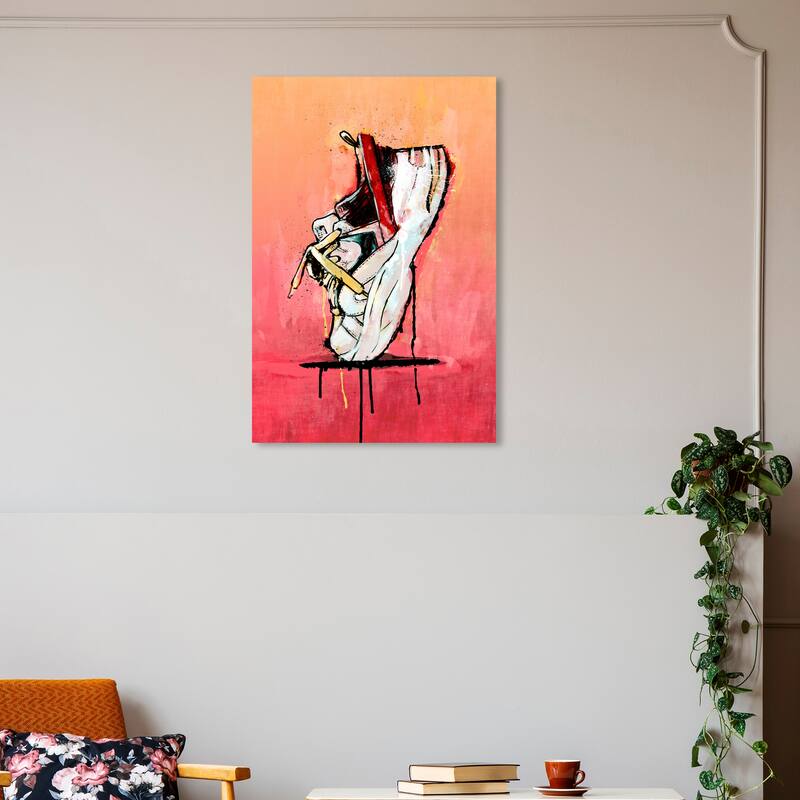 Wynwood Studio Canvas Fashion and Glam Hype Beast Sneakers White and Coral Glam Wall Art Canvas Print - 30 x 20