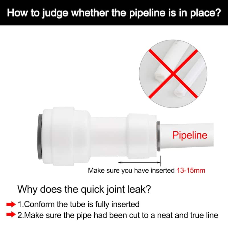 3/8 to 1/4 Inch OD Straight Quick Connect Water Tube Fittings RO Fittings 5pcs - White,Gray - 20 x 41mm/0.8" x 1.61"(D*L)