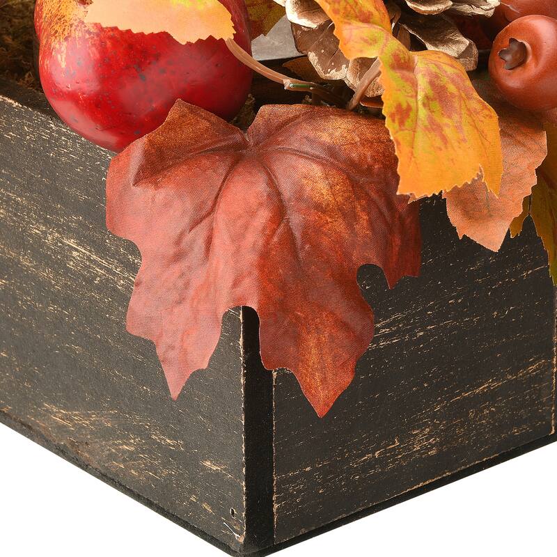 National Tree Company Artificial Autumn Centerpiece with Maple Leaves, Pomegranates, Pine Cones, Holds Three Candles, 24 Inches