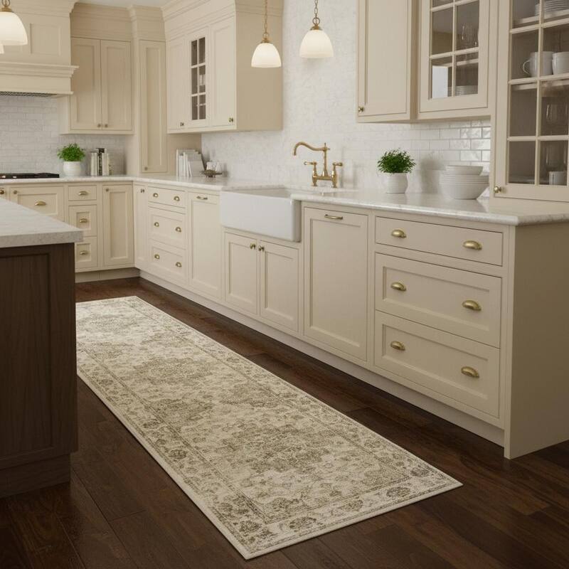 HomeRoots Floral Medallion Traditional Rectangle Area Rug - 2' X 8'