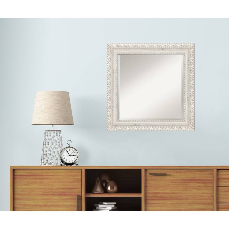 Opera Off White Beveled Wood Framed Wall Mirror - Opera Off White