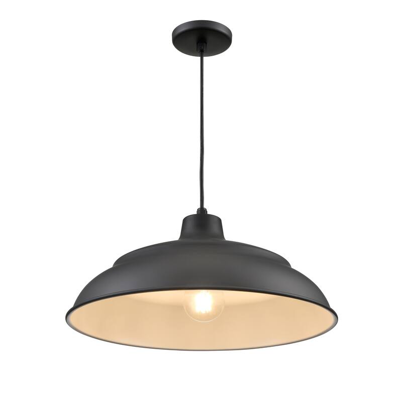 R Series 1-Light Cord Hung Aluminum Warehouse Satin Black - Satin Black