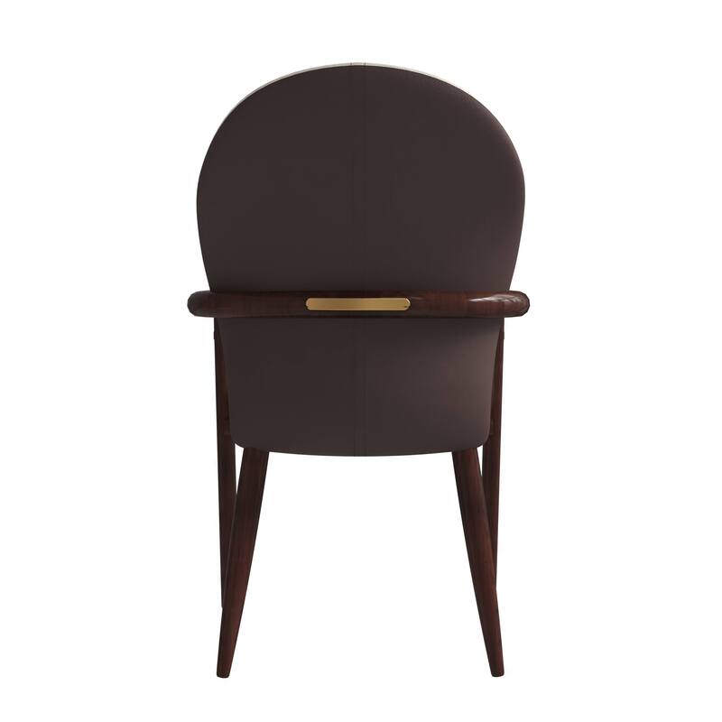 LeisureMod Set of 2 Modern Leather/Velvet Dining Chair - Elegant Armchair with Gold Accents for Home Office & Kitchen