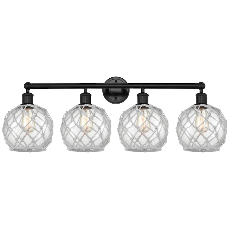 Innovations Lighting 616-4W-13-35 Farmhouse Rope Vanity Farmhouse Rope - Matte Black / Clear Glass with White Rope