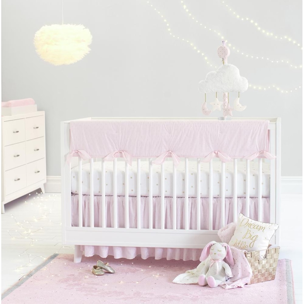 Just Born Baby Sparkle Crib Skirt, Pink One Size Bed Bath - Main Image