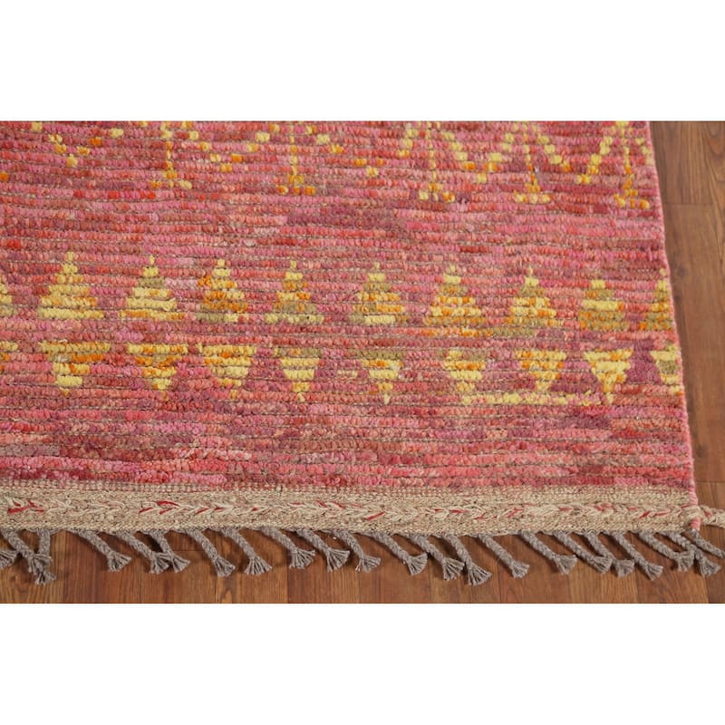 All-Over Moroccan Area Rug Hand-Knotted Wool Carpet - 6'1"x 10'4"