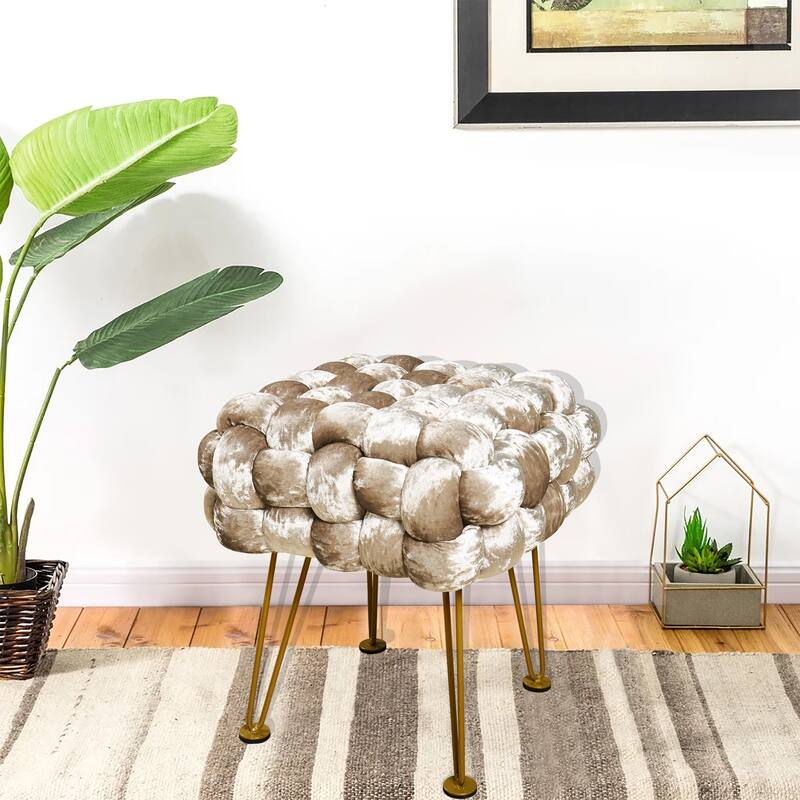 Home Soft Things Crushed Velvet Pouf Stool Ottoman