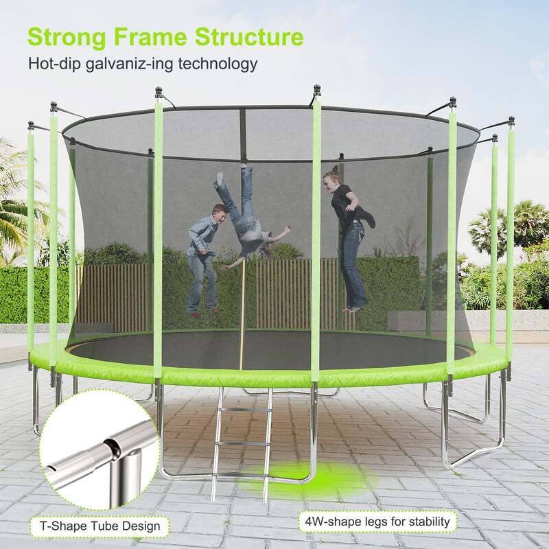 16FT Trampoline, Recreational Trampolines with Enclosure Net and Ladder