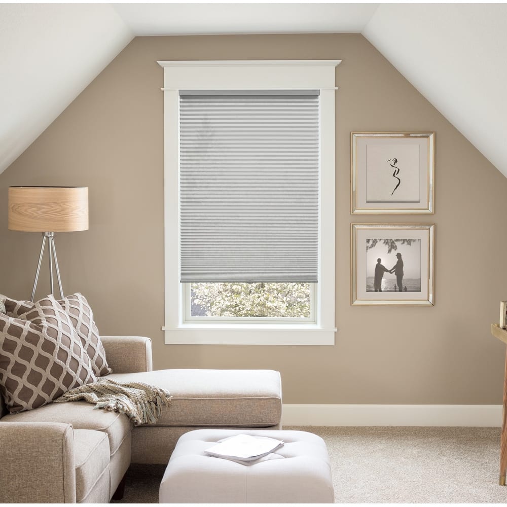 BlindsAvenue Custom 3/4" Pleat, Cordless Cellular Shades, Color Urban Grey, Light Filtering Fabric