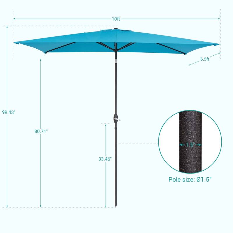 Bonosuki 10 x 6.5ft Patio Rectangular Umbrella with Tilt and Crank