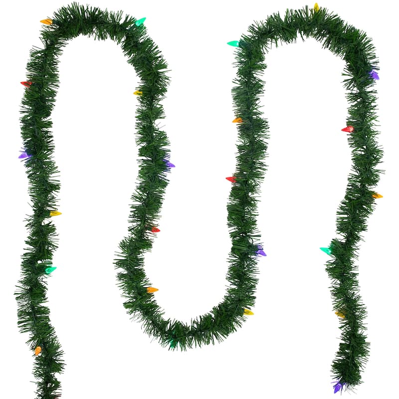18' x 3" Pine Artificial Christmas Garland Multi LED Faceted Lights