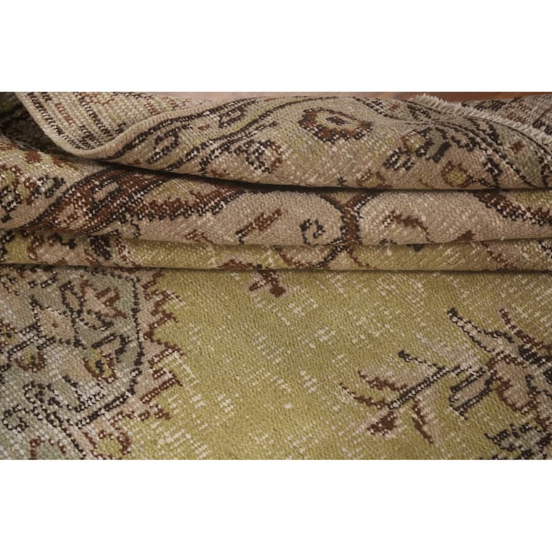 Light Green Anatolian Distressed Vintage Area Rug Handmade Wool Carpet - 5'6"x 9'2"
