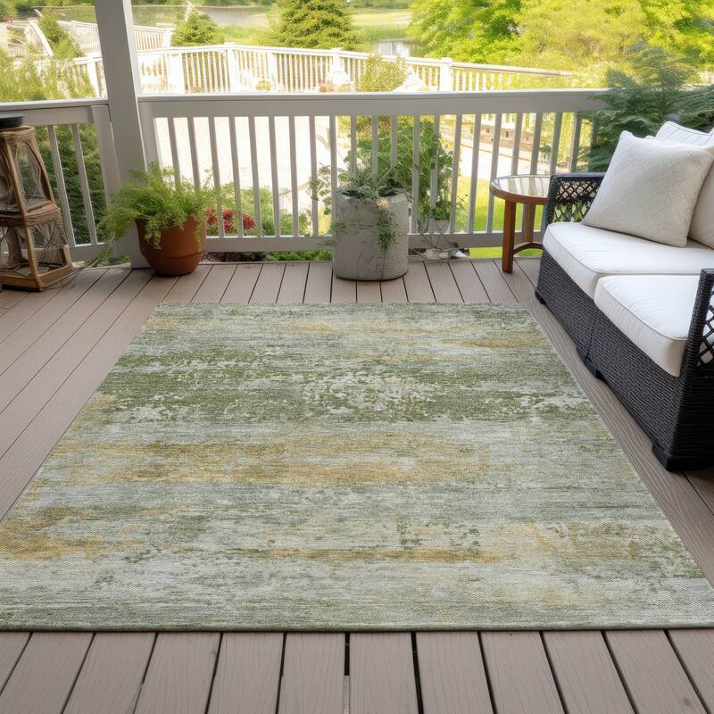 Machine Washable Indoor/Outdoor Contemporary Chantille Rug - Aloe - 8' x 10'