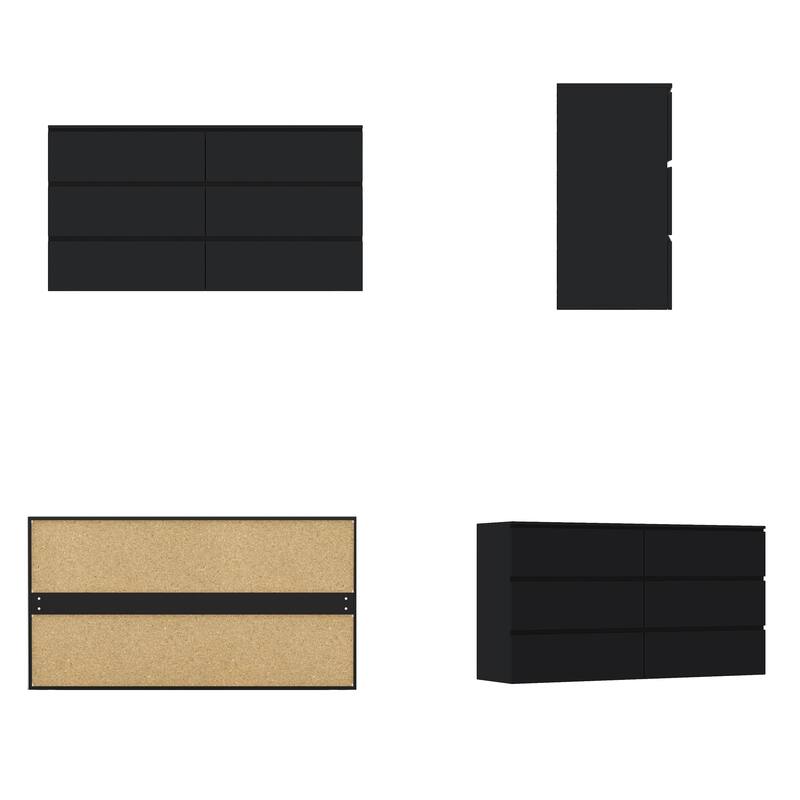 Black 6-Drawer Dresser for Bedroom, Modern Wide Chest of Drawers with Anti-Tip Safety, Large Storage Organizer Cabinet