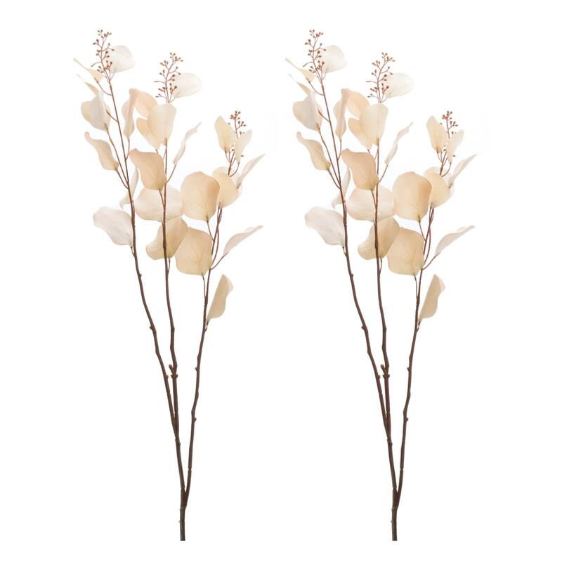 Eucalyptus Artificial Stem Sprays - 38" - Beige - Set of 2