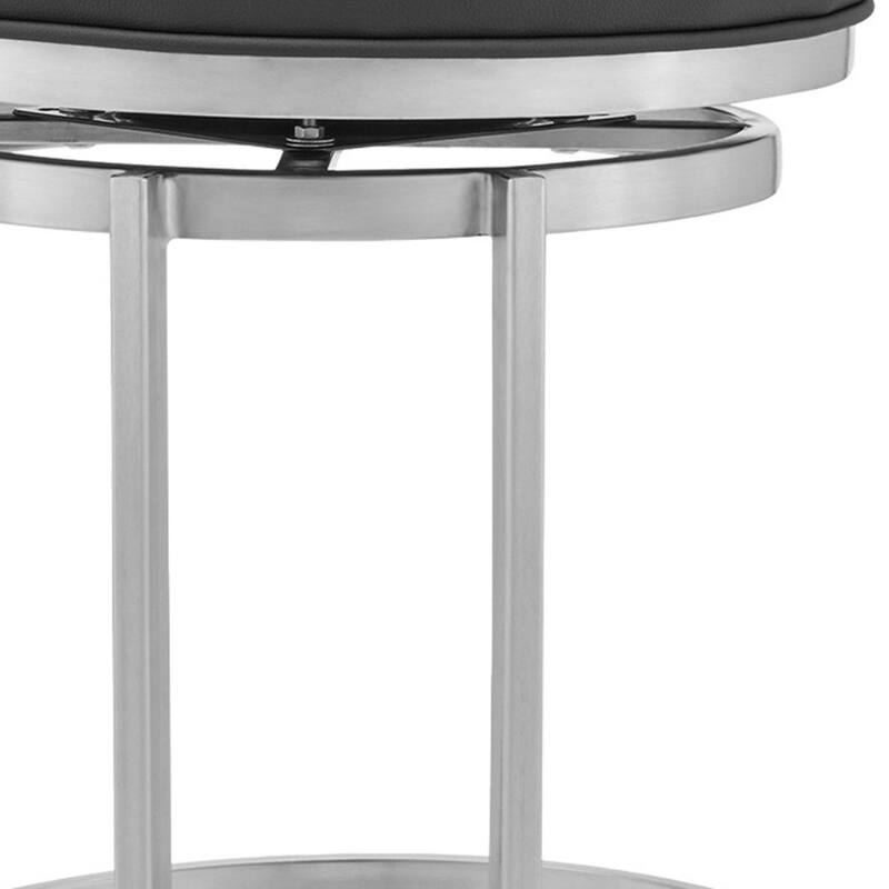 30" Grey Swivel Bar Stool with Faux Leather Seat and Brushed Iron Frame for Kitchen or Bar - 30" H x 17" W x 17" D