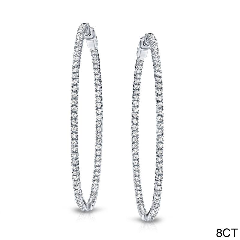 Auriya 14k Gold Small to Large Inside-out Diamond Hoop Earrings