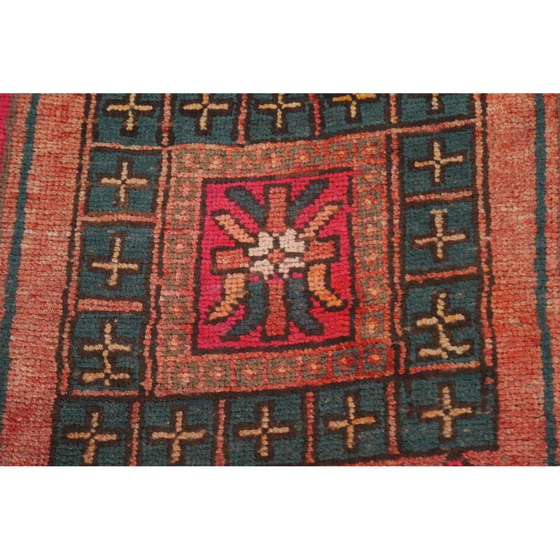 Ardebil Persian Vintage Runner Rug Hand-knotted Wool Carpet - 3'10" x 13'2"