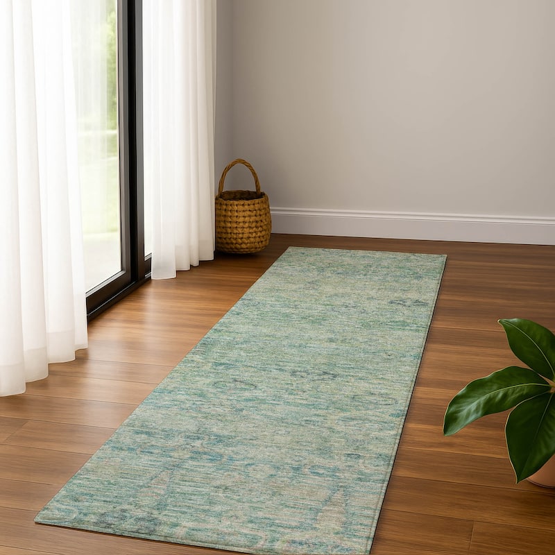 Premium Washable Super Soft Vintage Traditional Mayfield Rug - Teal - 2'3" x 7'6"