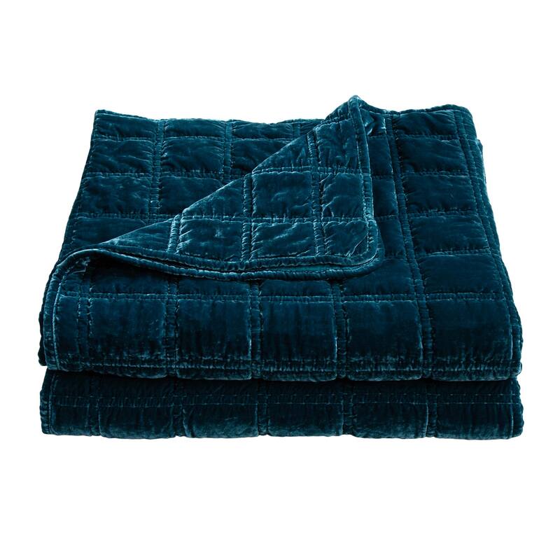 HiEnd Accents Stella Faux Silk Velvet Double Box Stitch Modern Rustic 3 Piece Quilt Set