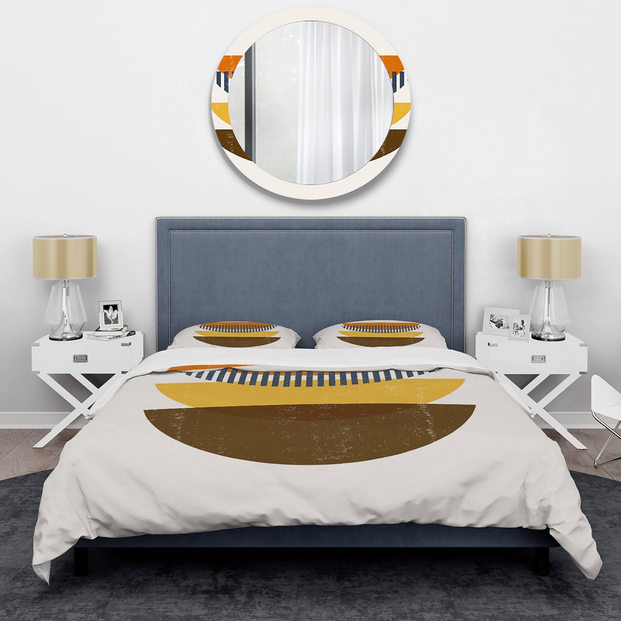 Designart 'Abstract Geometric Moon In Earth Tones' Modern Duvet Cover