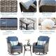 OVIOS 3-piece Rattan Wicker Rocking Swivel Chair Set