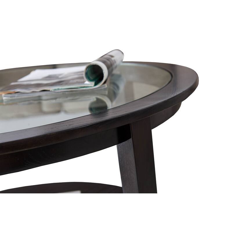black coffee table with shelf,glass top