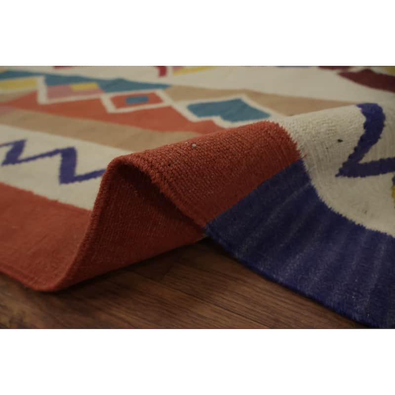 Hand Woven Oriental 100% Wool Carpet Southwestern Tribal Multi-Colored Kilim Runner Rug - 18' 0'' X 5' 3''