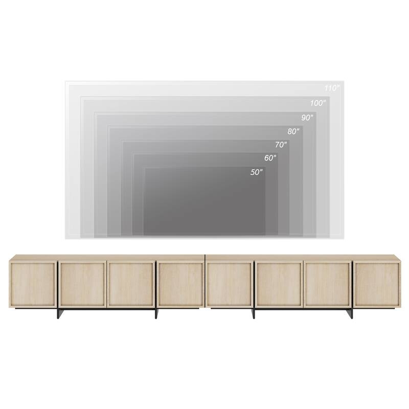 WAMPAT TV Stand with T-Shaped Legs, Modern Entertainment Center with 4 Storage Cabinets, Media Console TV Table for Living Room