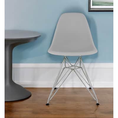 HomeRoots Gray and Silver Steel Dining Side Chair