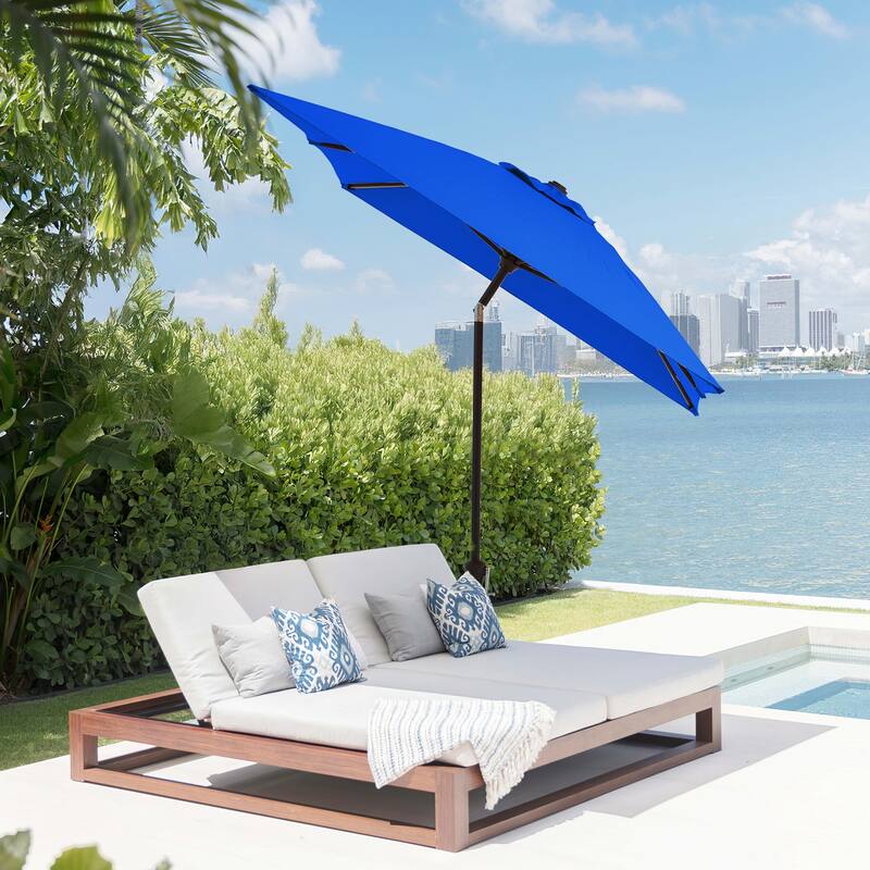 6.5*10ft Rectangular Patio Market Umbrella with Crank & Tilt, UV & Water-Resistant Canopy
