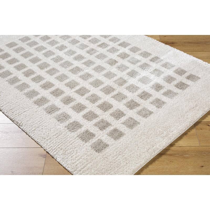 Livabliss Scandinavian Fossay Shag Checkered Washable Area Rug