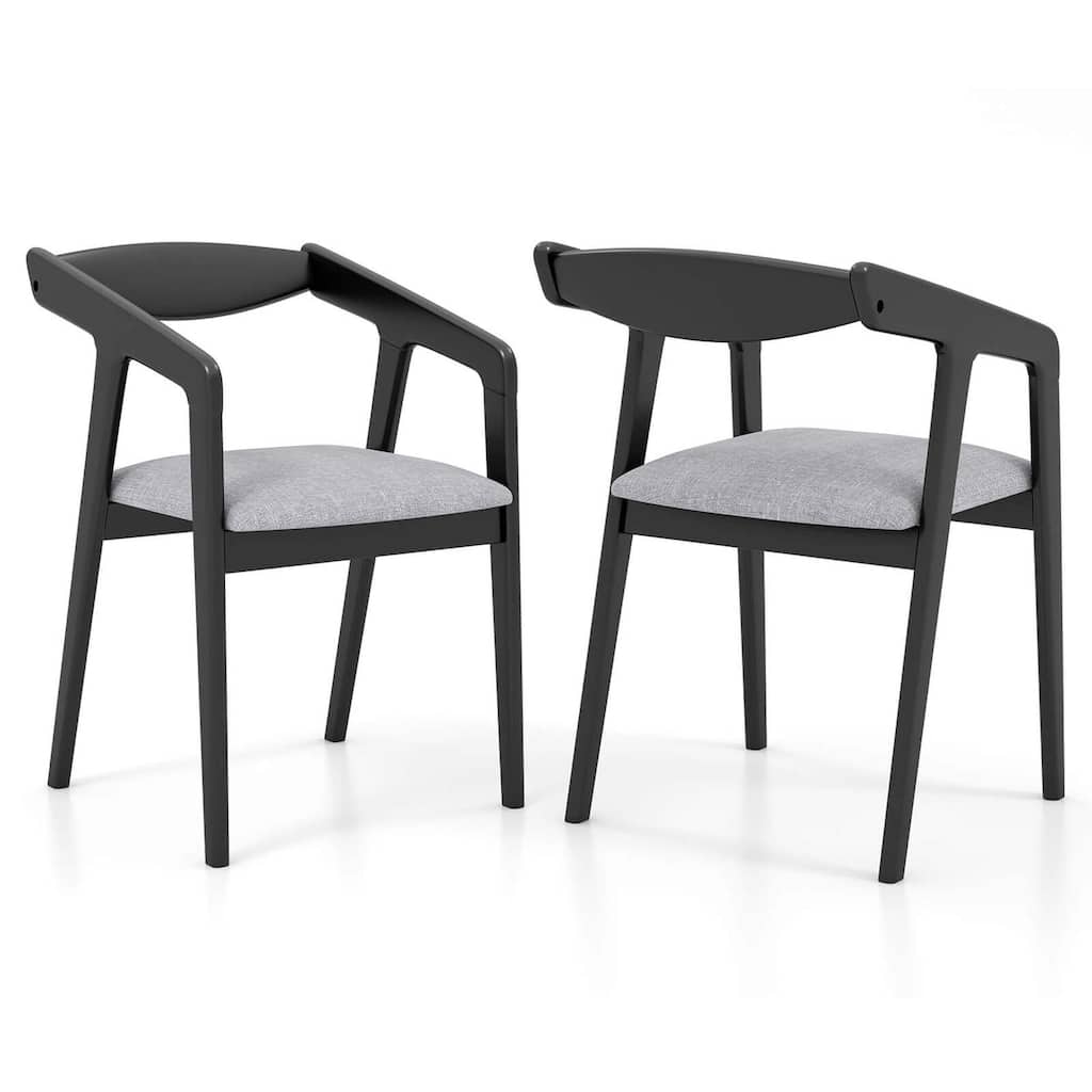 Costway Wooden Dining Chair Set of 2 with Rubber Wood Frame Armrests - See Details