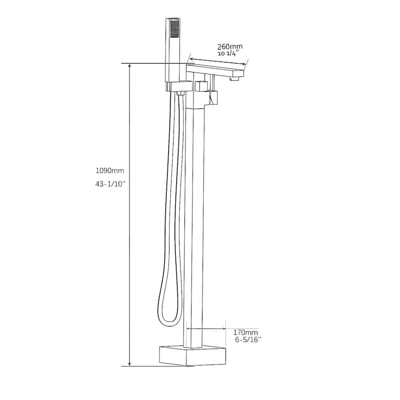 Topcraft Floor Mounted Bathtub Filler with Handheld Showerhead