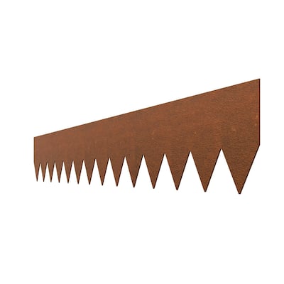 Rust Steel Flexible Garden Edging with Spikes and Clips, 6 Pcs Set - 40” L x 6” H