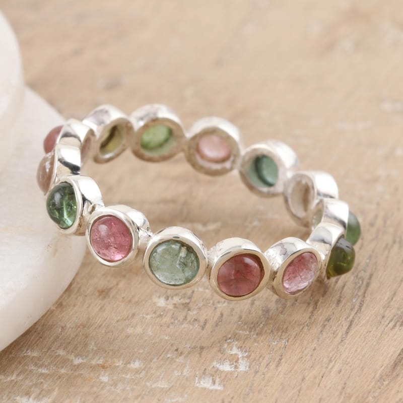 Novica Handmade Treasures Tourmaline Band Ring