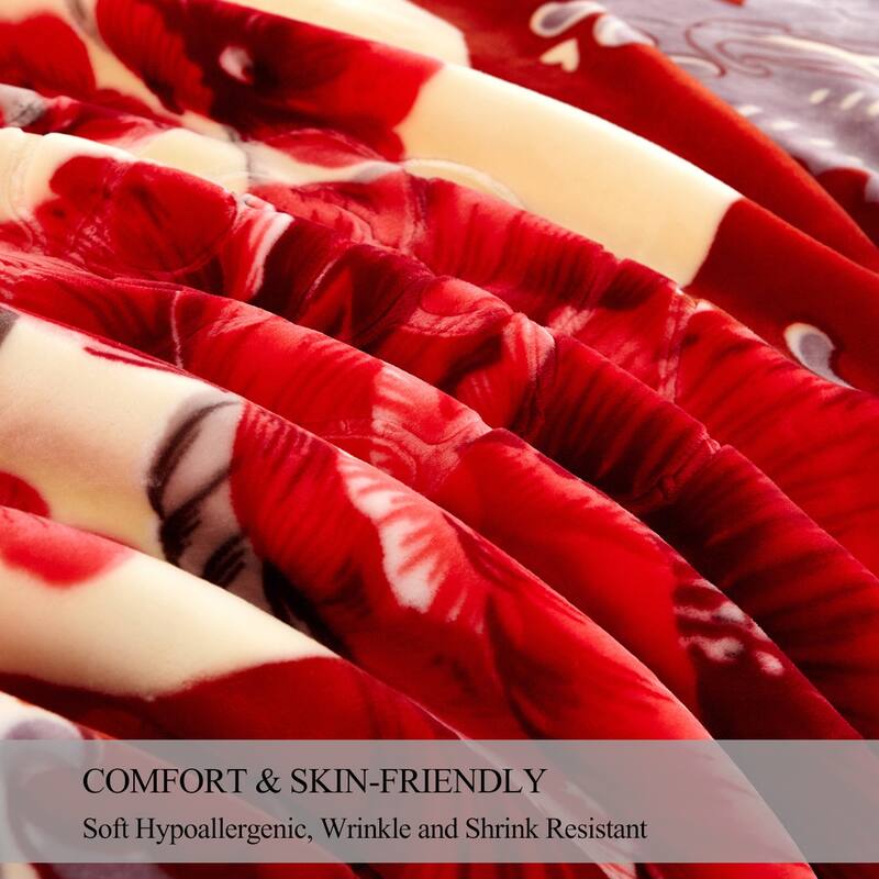 Korean-style 2-ply Printed Pattern Plush Mink Fleece Blanket