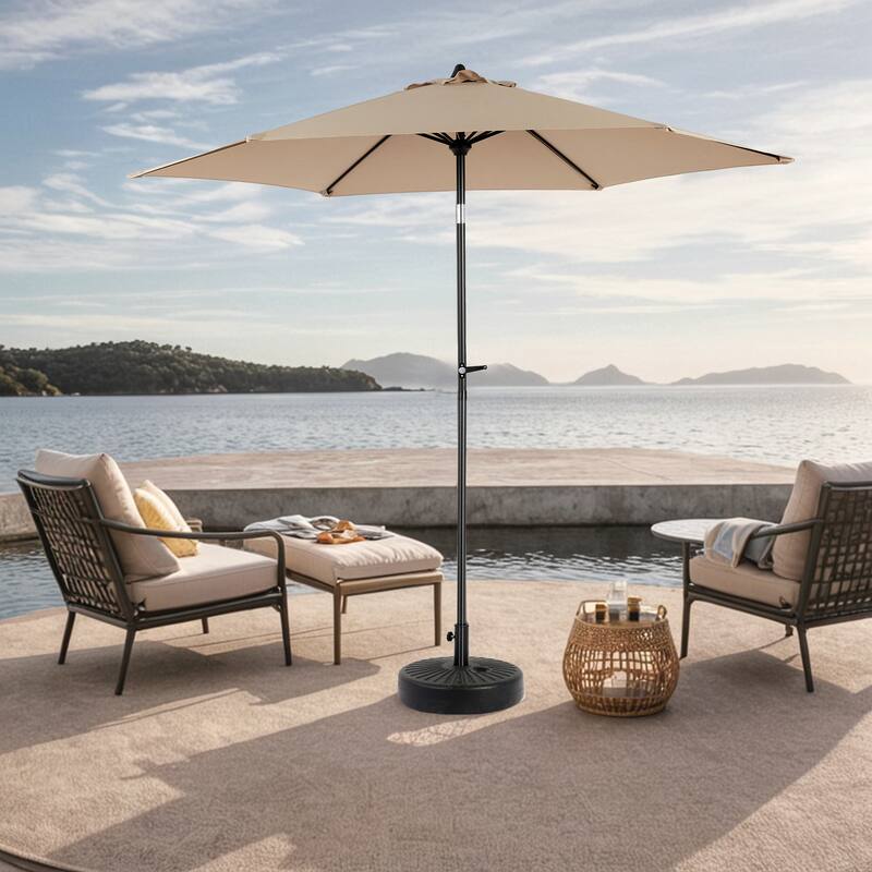 83 lb. Plastic Patio Umbrella Base With 2 Adjustable Knobs, Can Filled with Water/Sand for Outdoor in Black