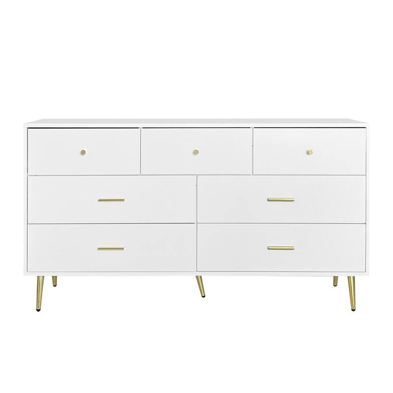 Wood 7 Drawers Large Chest of Drawer Cabinet with Handle and Legs