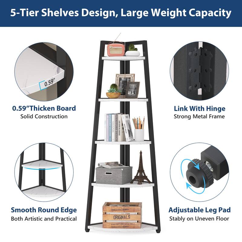 70 inch Tall Corner Shelf, Corner Bookshelf and Bookcase
