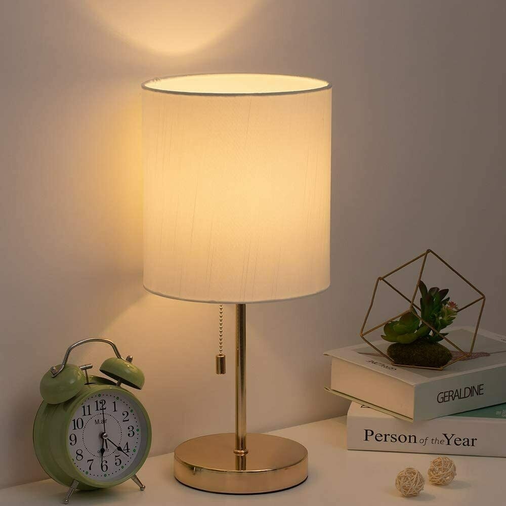 Modern Desk Lamp with Metal Base Fabric Lamp Shade Gold On Sale Bed Bath Beyond 35493110