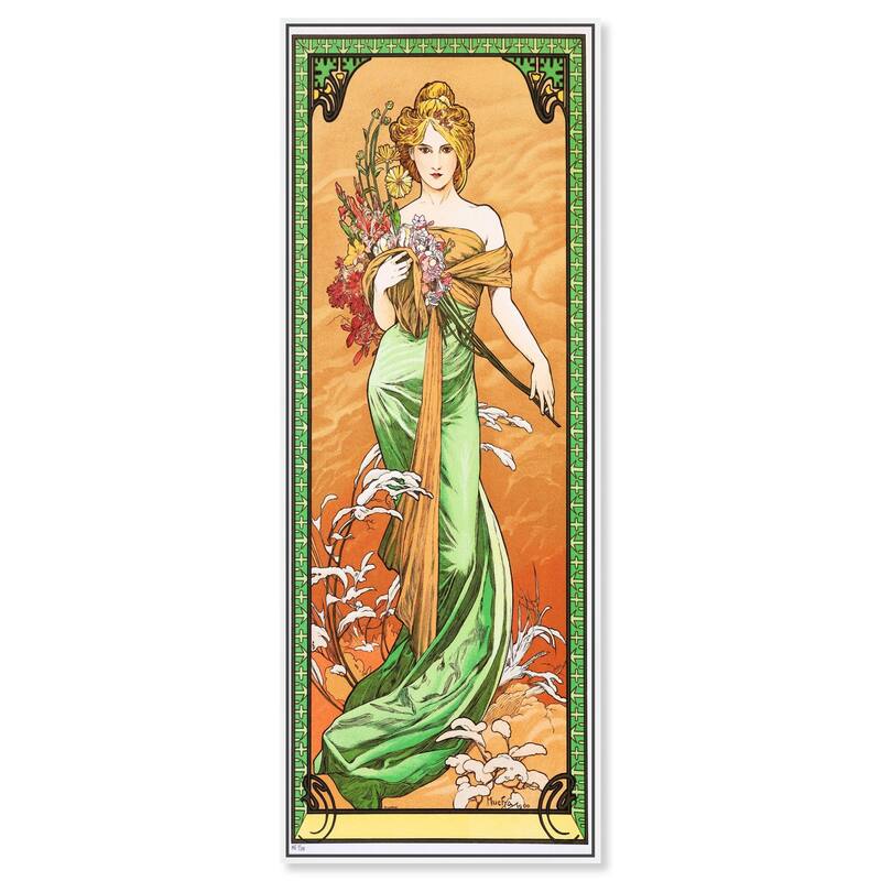 Alfonse Mucha - Spring Panoramic Canvas by Art Remedy - White - 20" x 54"