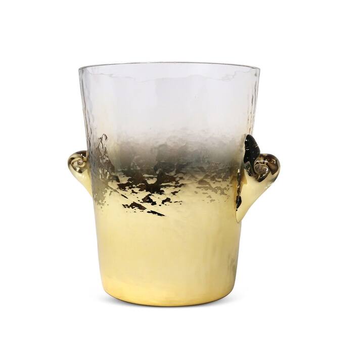 Glass Ice Bucket With Gold Décor