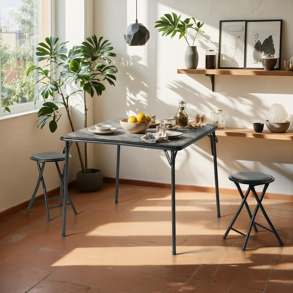 Homy Casa Modern Paded Square Dining Table with Easy-Clean PVC Top