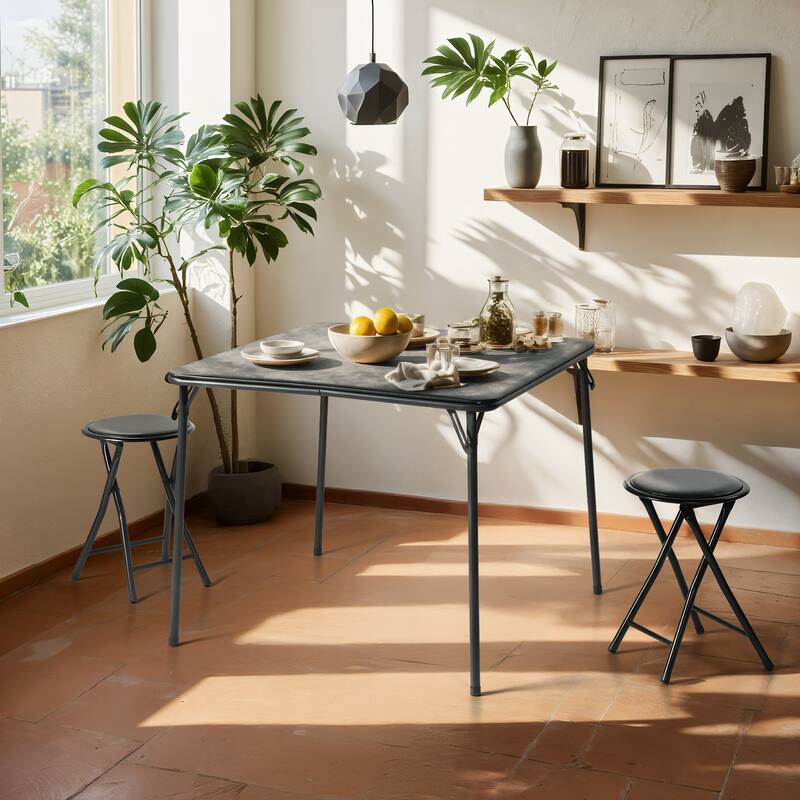 Homy Casa Set 2/4 Black Metal Folding Stools Portable Home & Events