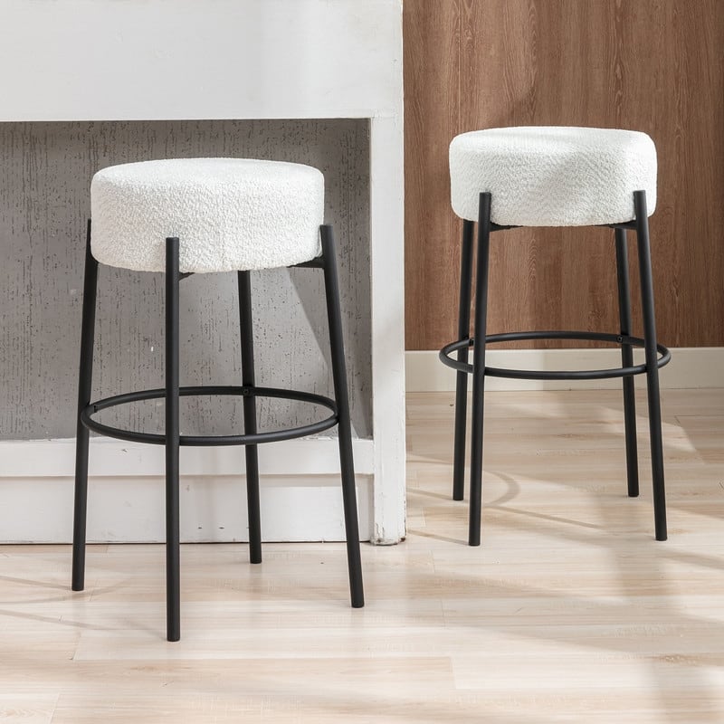 Mixoy 30"Counter Height Modern Backless Upholstered Kitchen Counter Bar Stools with Metal Base