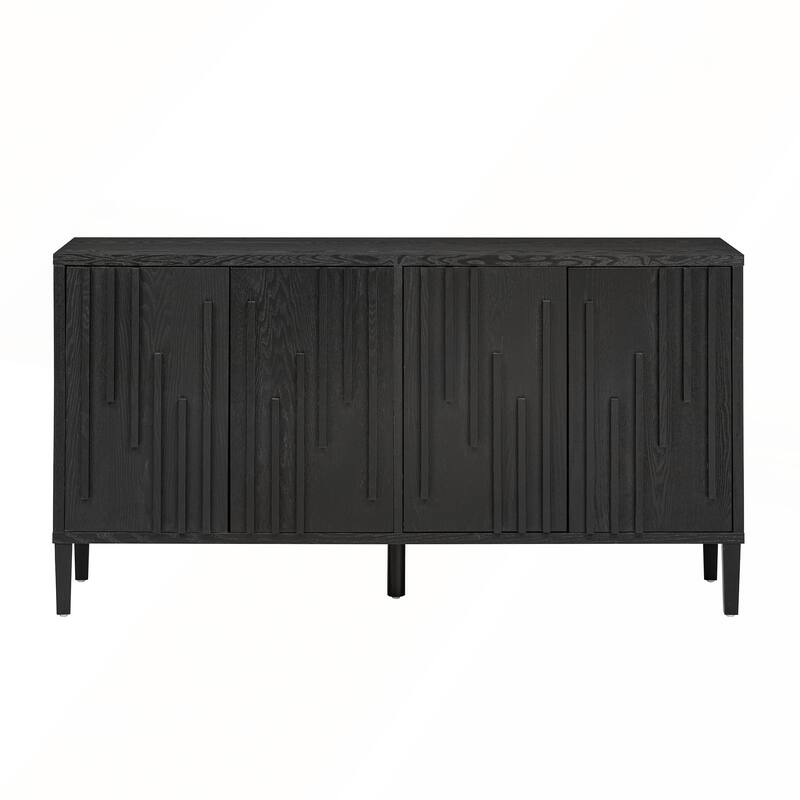 Farmhouse 59.8in 4 Doors Sideboard with Hidden Handle